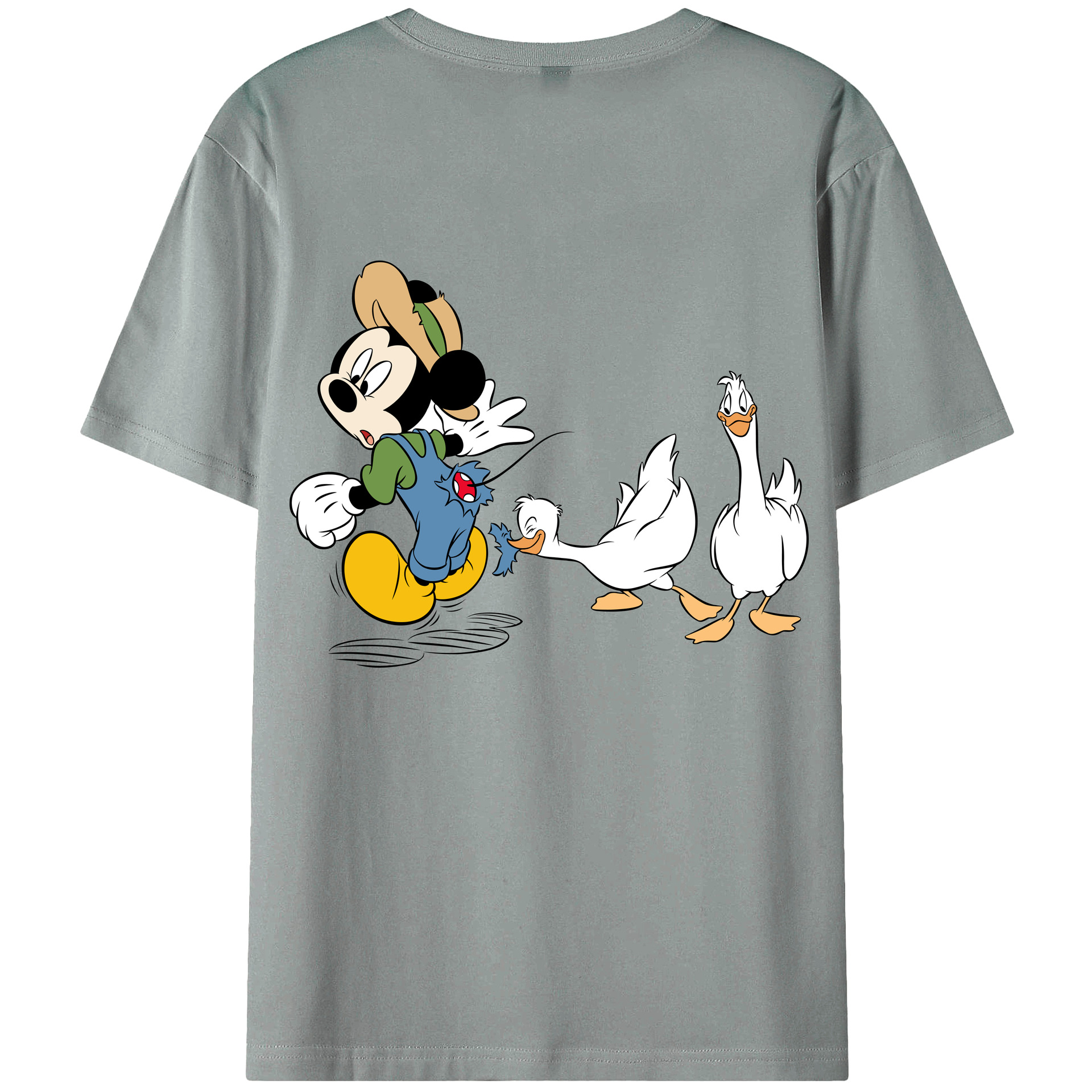 ミッキーマウス Mickey Mouse 綿100％ メンズ半袖Tシャツ（バックプリント） 通気性